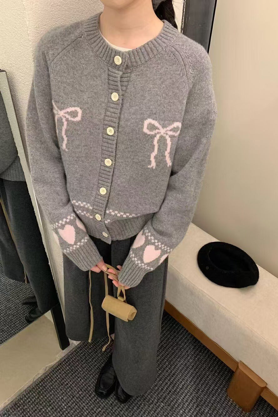 Relaxed Fit Bow Front Cardigan