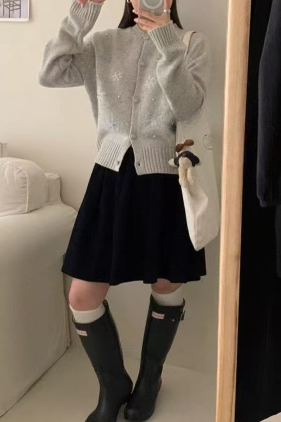 Snow Pattern Knit Cardigan