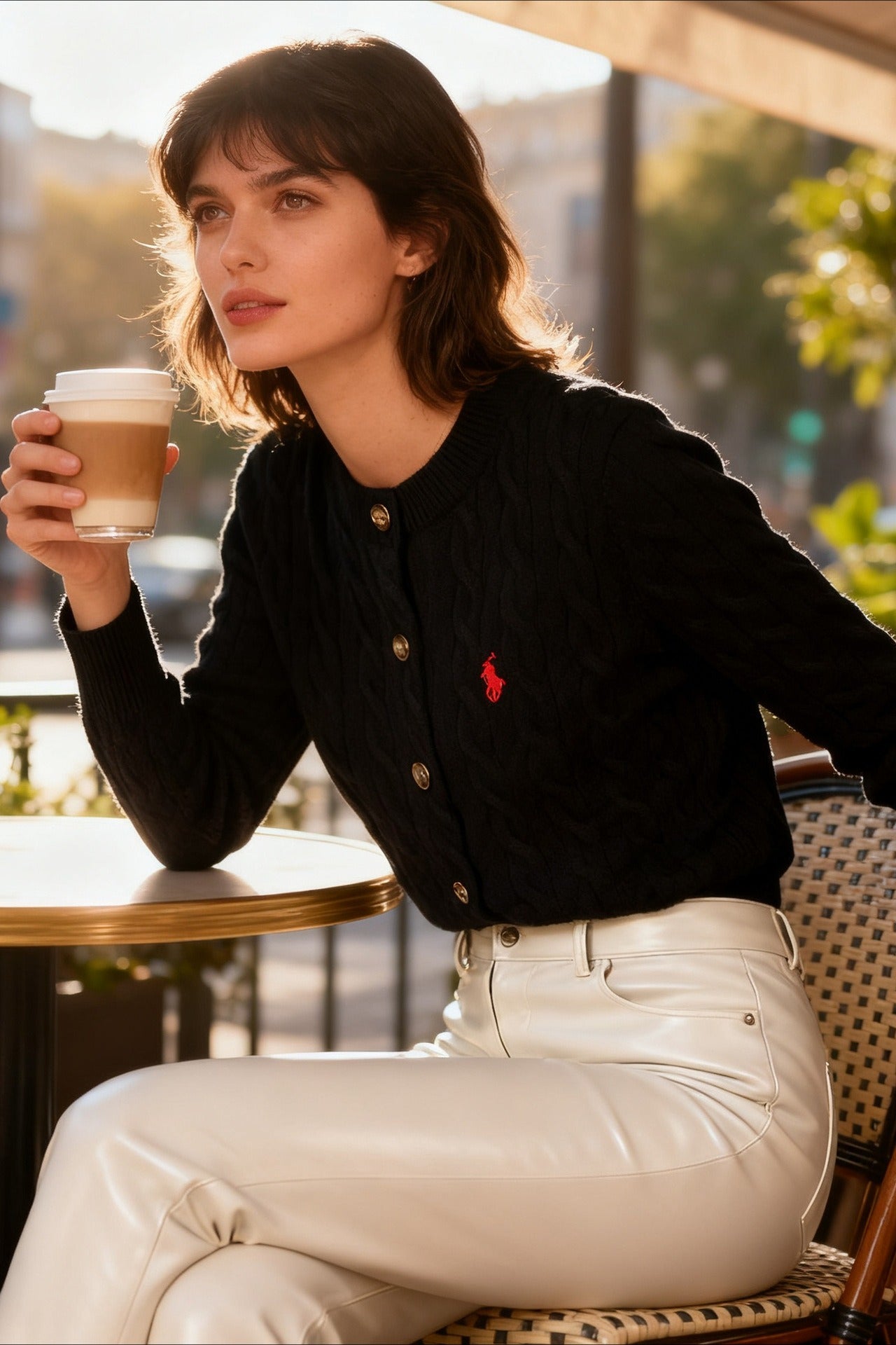 Embroidered Cable Wool Cardigan
