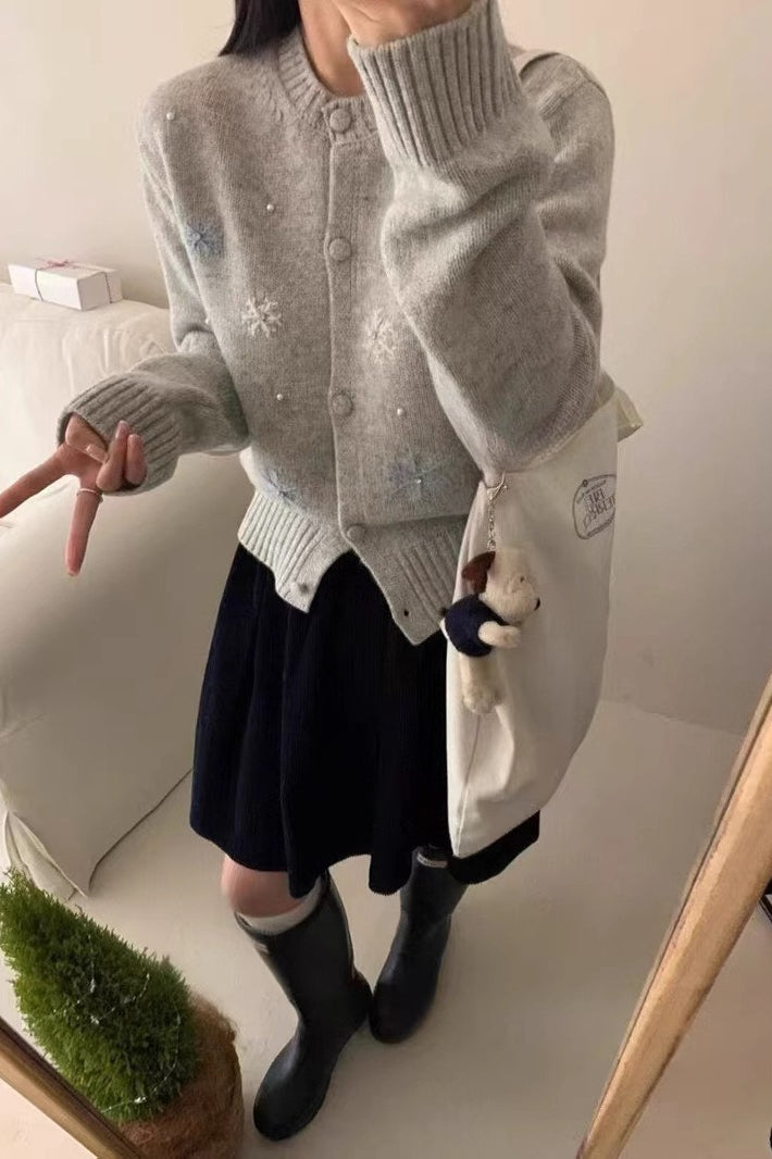 Snow Pattern Knit Cardigan