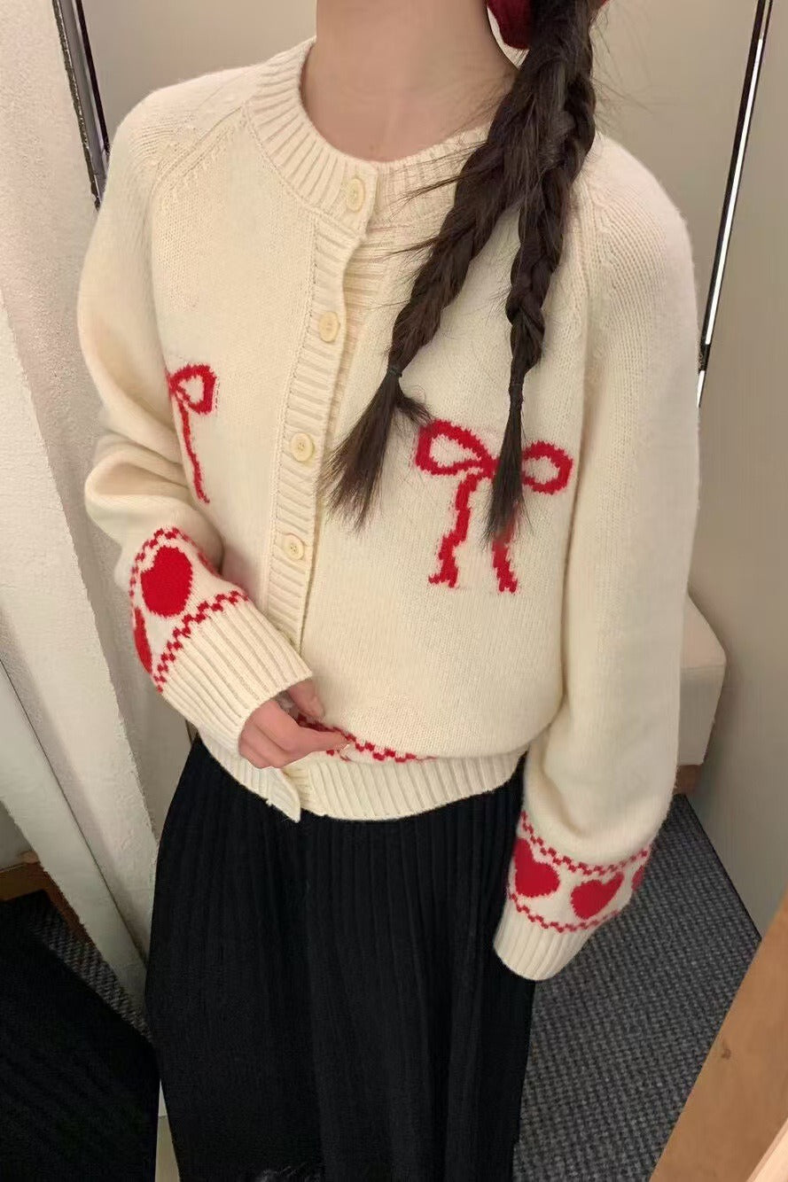 Relaxed Fit Bow Front Cardigan