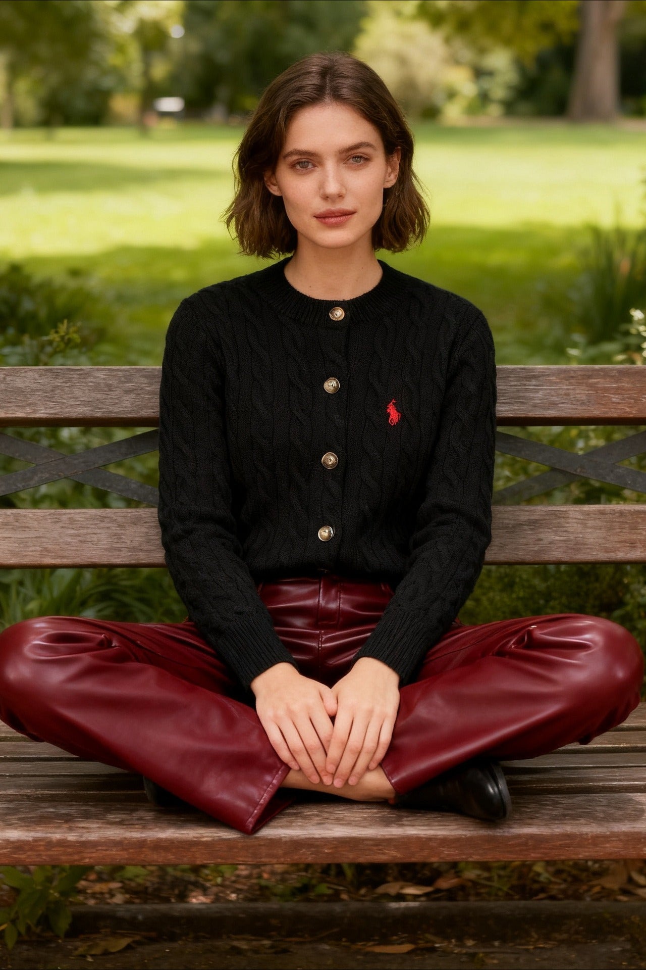 Embroidered Cable Wool Cardigan