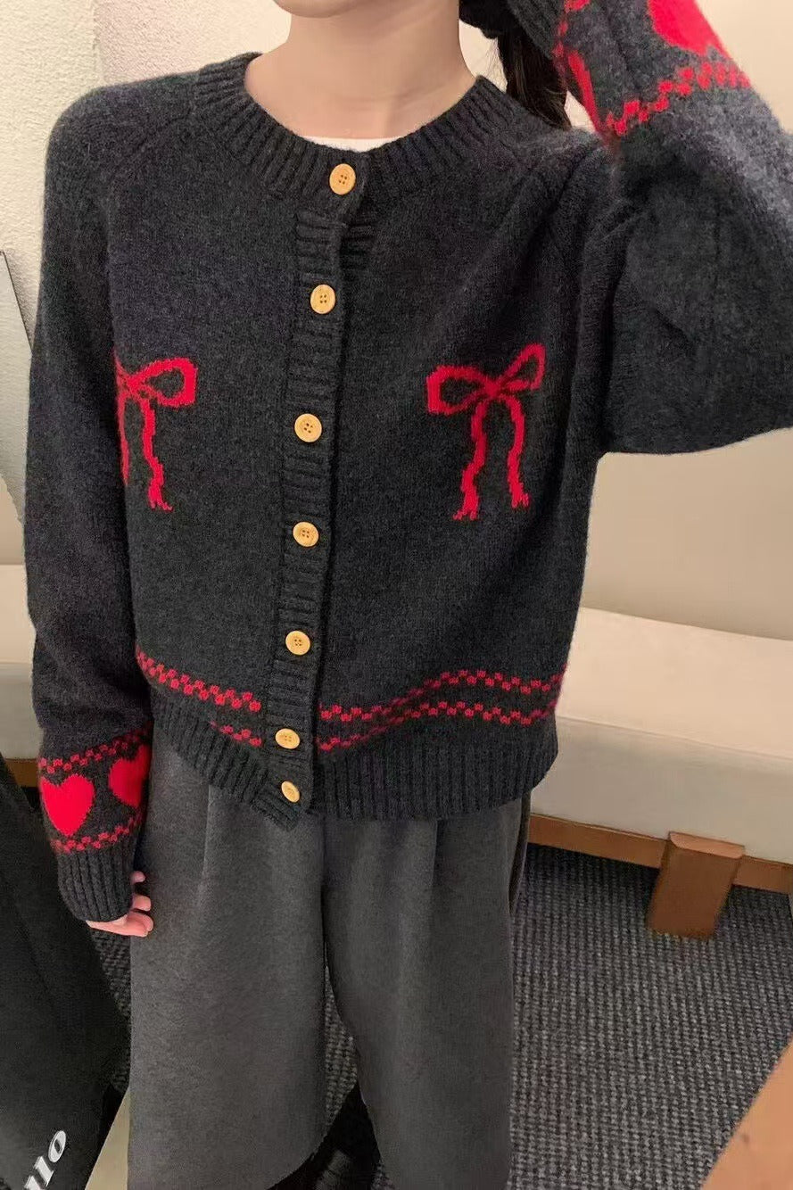 Relaxed Fit Bow Front Cardigan