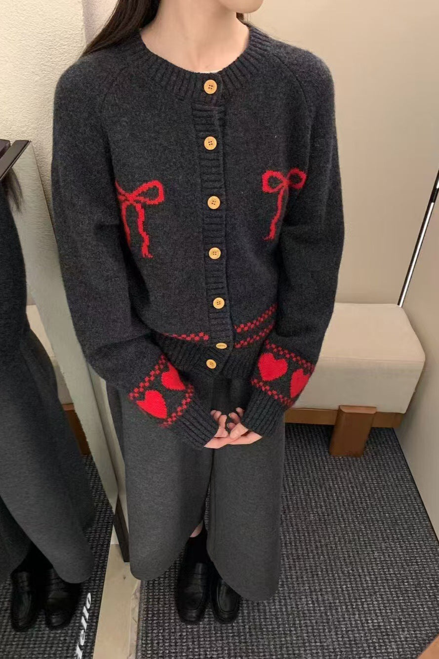Relaxed Fit Bow Front Cardigan