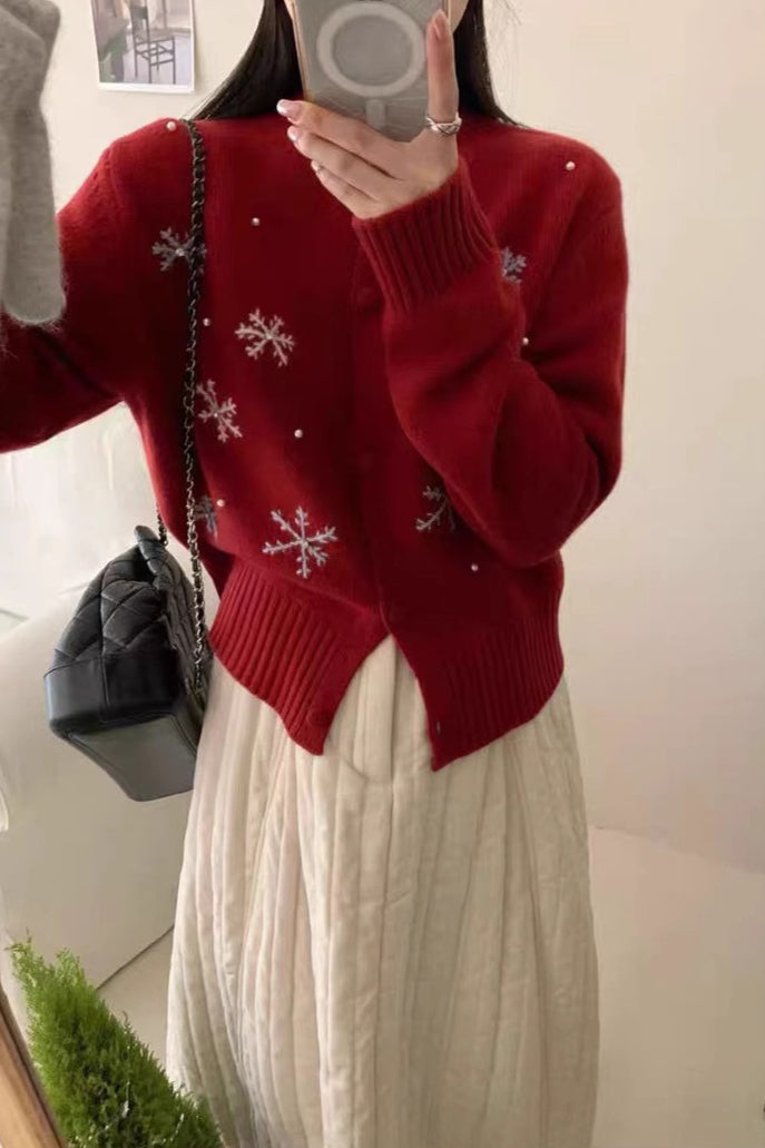 Snow Pattern Knit Cardigan