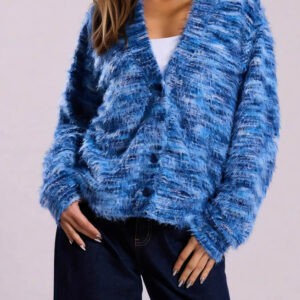 Color Blocked V Neck Cardigan