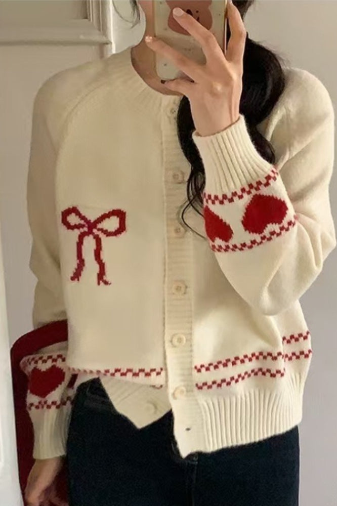 Relaxed Fit Bow Front Cardigan