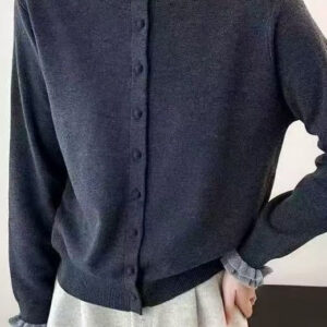 Ruffle Trim Contrast Cardigan